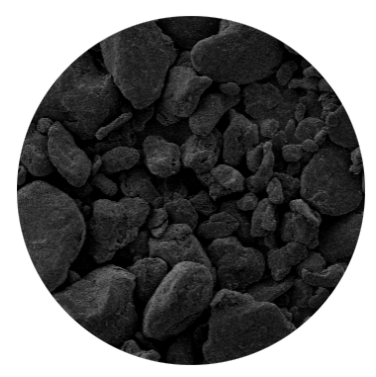 A scanning electron microscope image of synthetic graphite with a tapped density of 1000 g/L